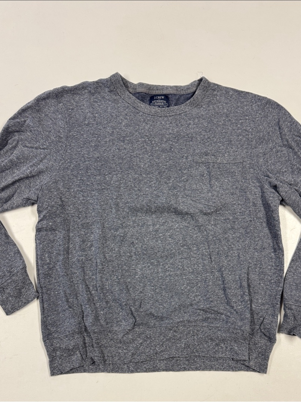 J. Crew Men’s Heathered Navy-Gray Crewneck with Chest Pocket
